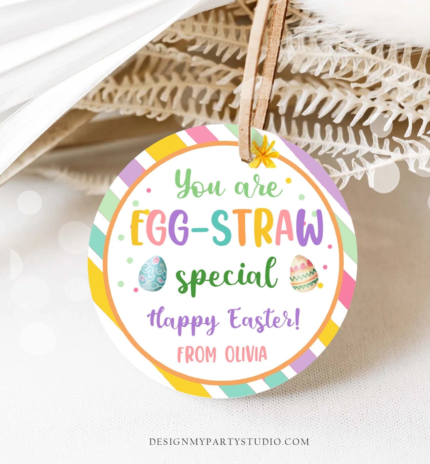 Editable Crazy Straw Tags Easter Tags You're Egg-Straw Special Easter Egg Cards for Kids School Personalized Tag Digital PRINTABLE 0449