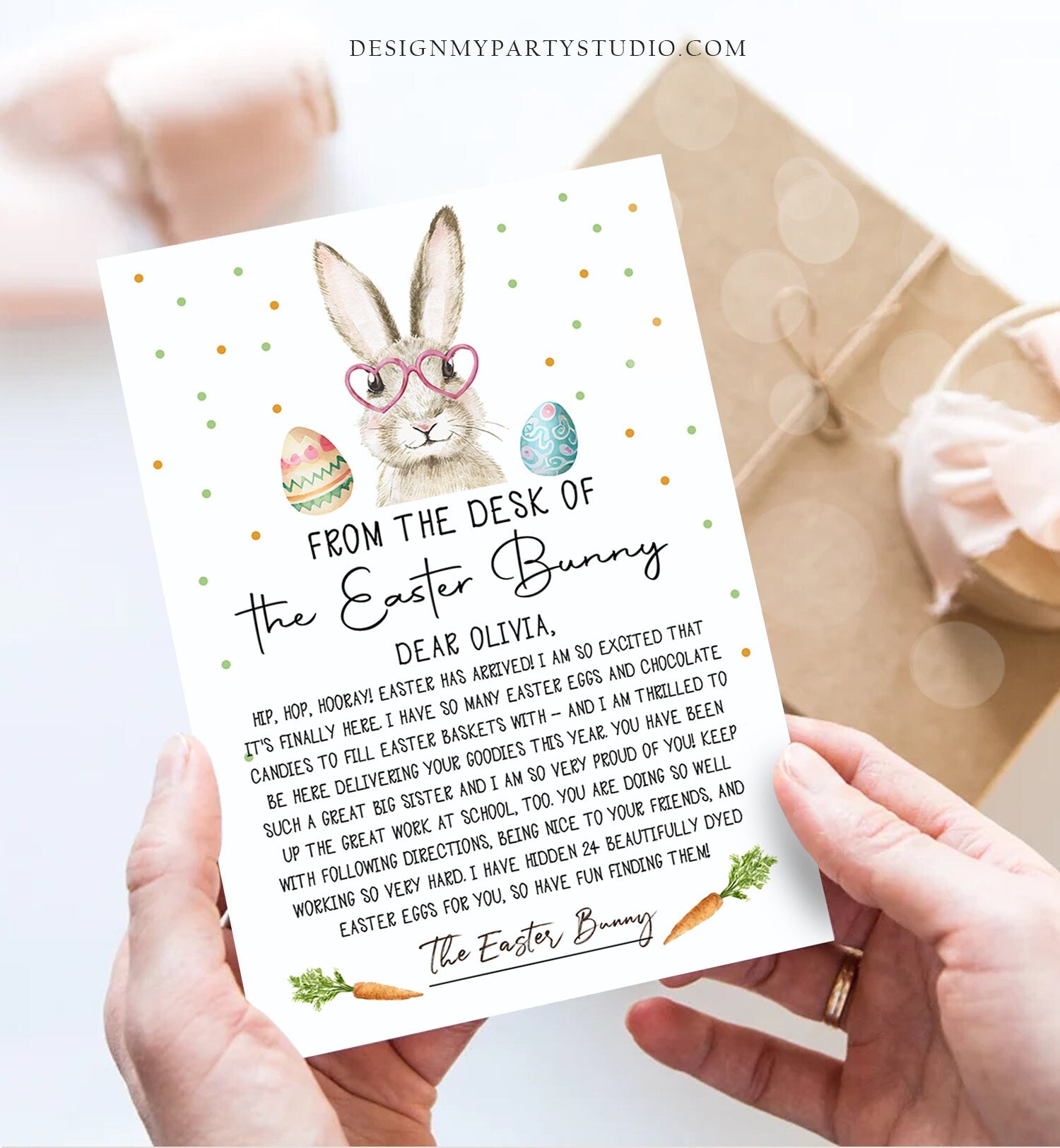 Editable Easter Bunny Letter Return Letter From The Desk Of Easter Letter Kids Easter Bunny Note Personalized Printable Template 0449