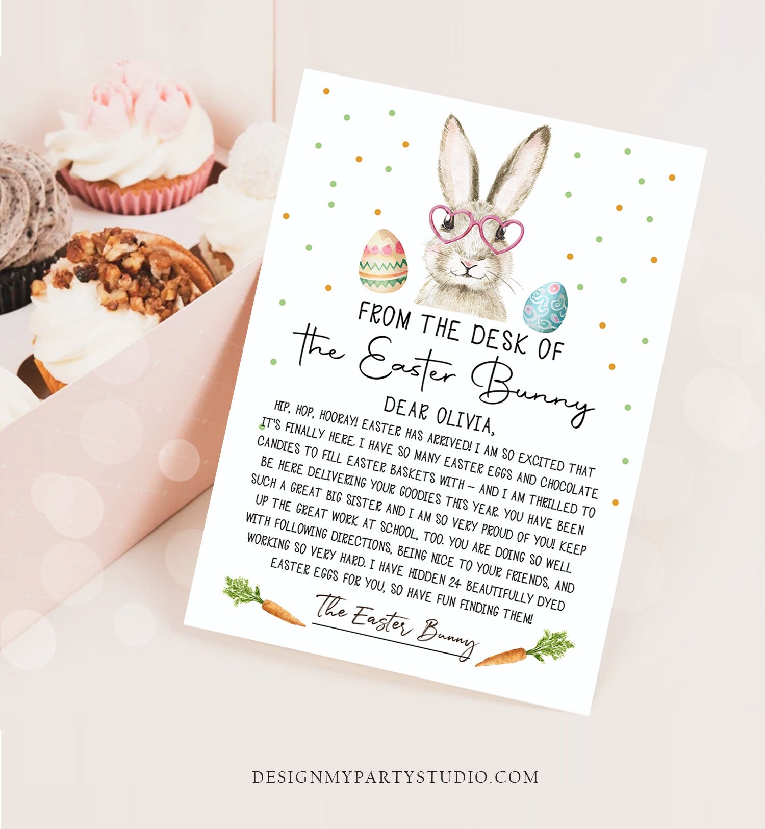 Editable Easter Bunny Letter Return Letter From The Desk Of Easter Letter Kids Easter Bunny Note Personalized Printable Template 0449