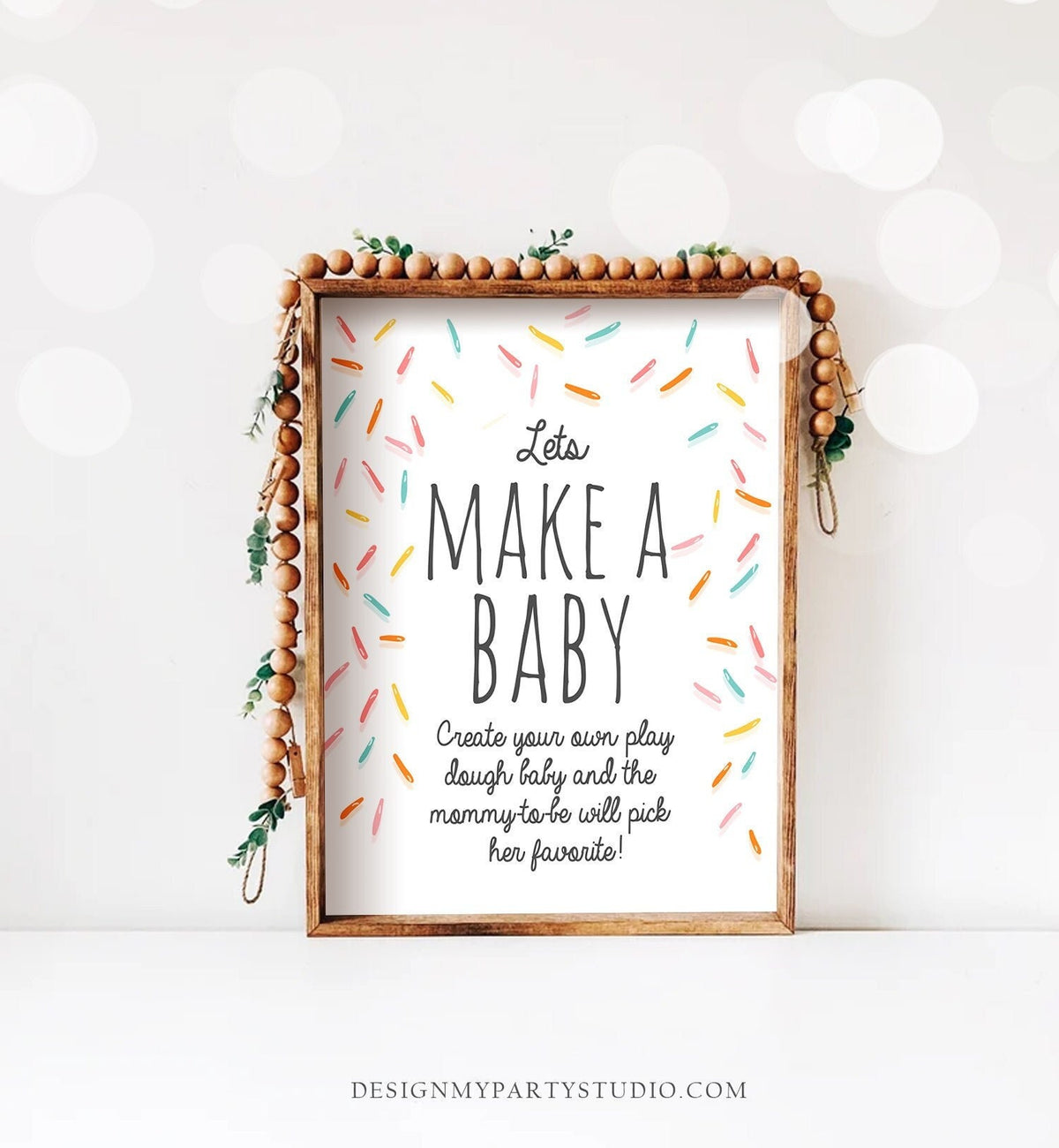 Let&#39;s Make a Baby Sign Baby Sprinkle Sign Table Sign Sprinkle Decor Gender Neutral Coed Shower Shower Game Activity Download Printable 0216