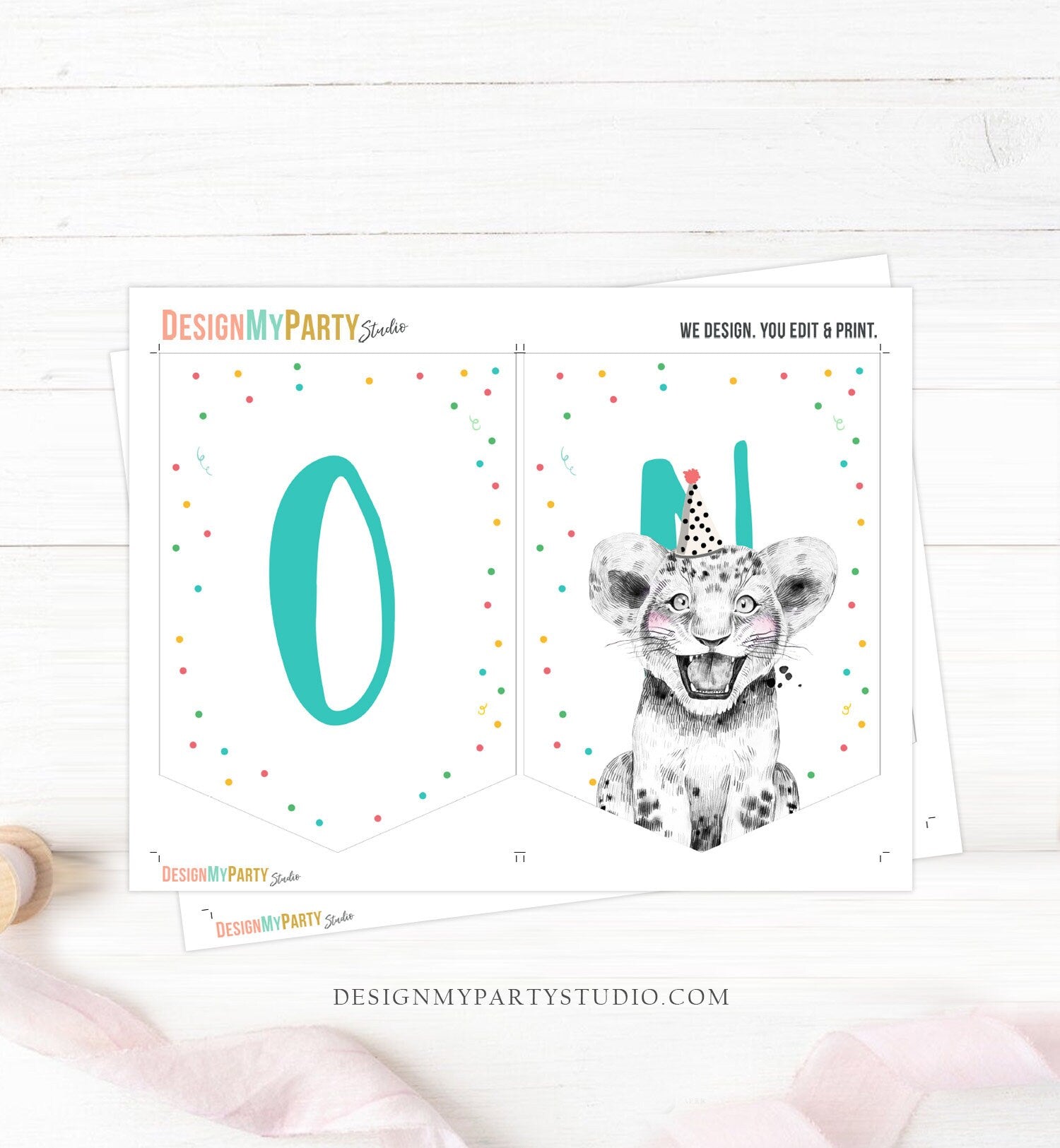 High Chair Banner ONE Banner Safari Animals Party Animals Wild One First Birthday Boy Lion Tiger Cub Girl Digital Download PRINTABLE 0390