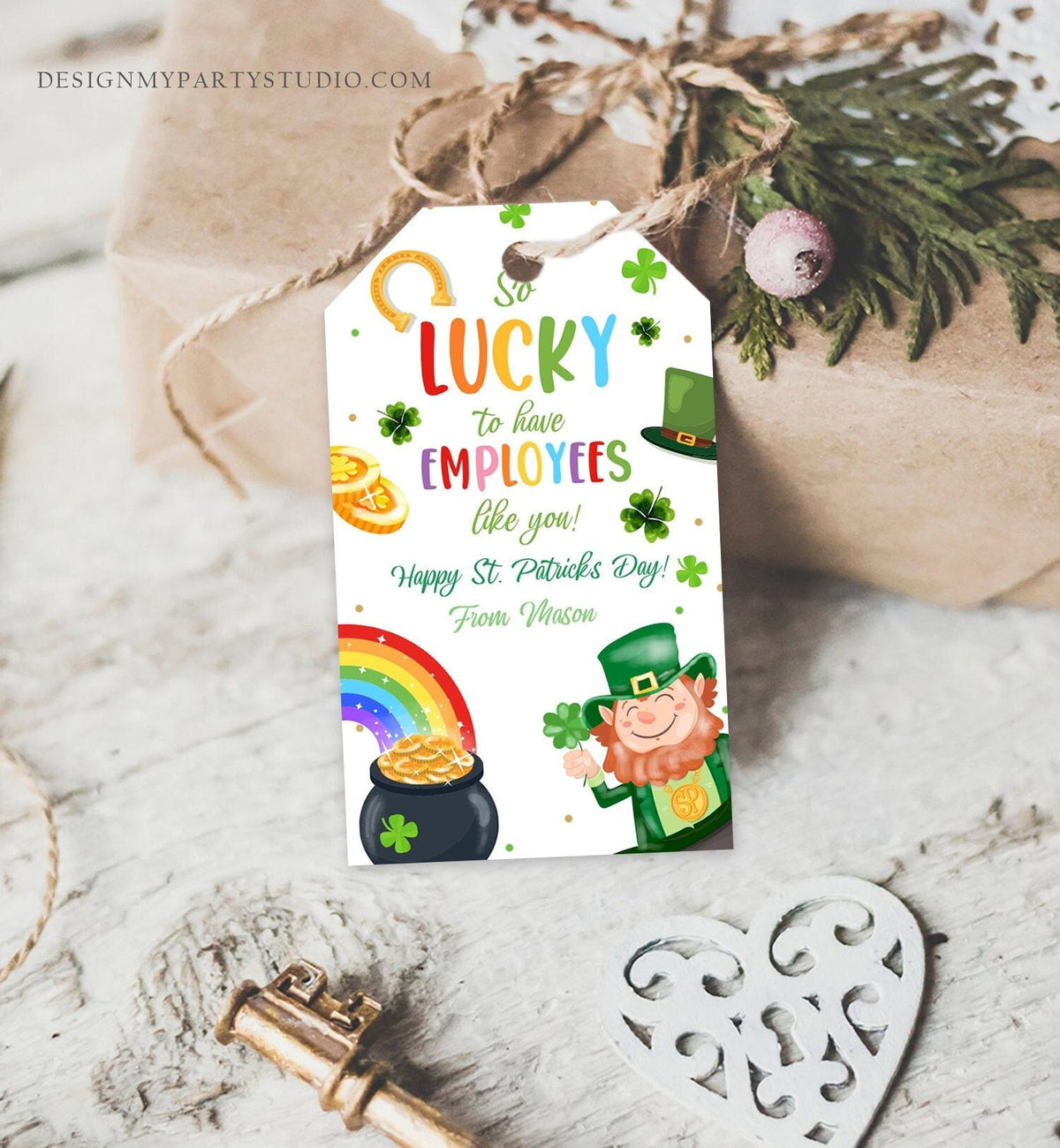 Editable St. Patrick&#39;s Day Tag Staff Gift Lucky To Have Employees Appreciation Team Member Office Manager Boss Printable Template Corjl 0451