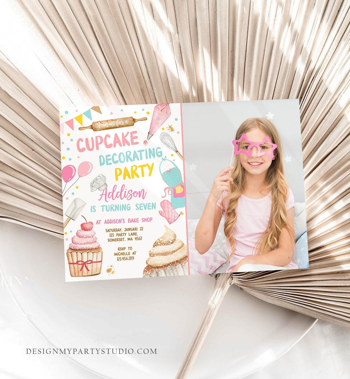 Editable Cupcake Decorating Party Invitation Kids Cooking Birthday Cupcake Invite Girl Chef Party Download Printable Corjl Template 0364