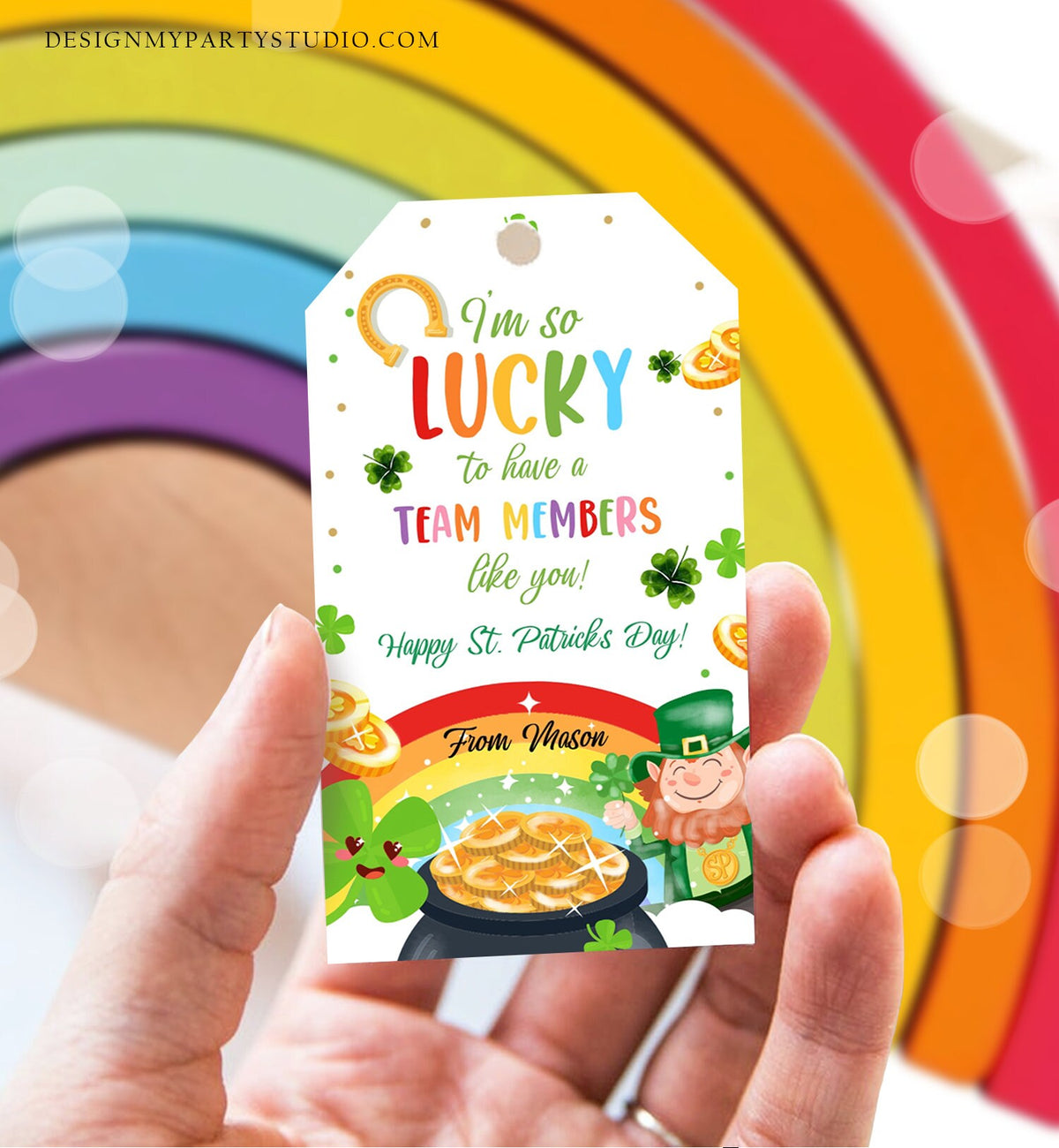 Editable St. Patrick&#39;s Day Tag Team Member Appreciation Staff Gift Lucky Team Members Like You Office Employees Coach Template Corjl 0451