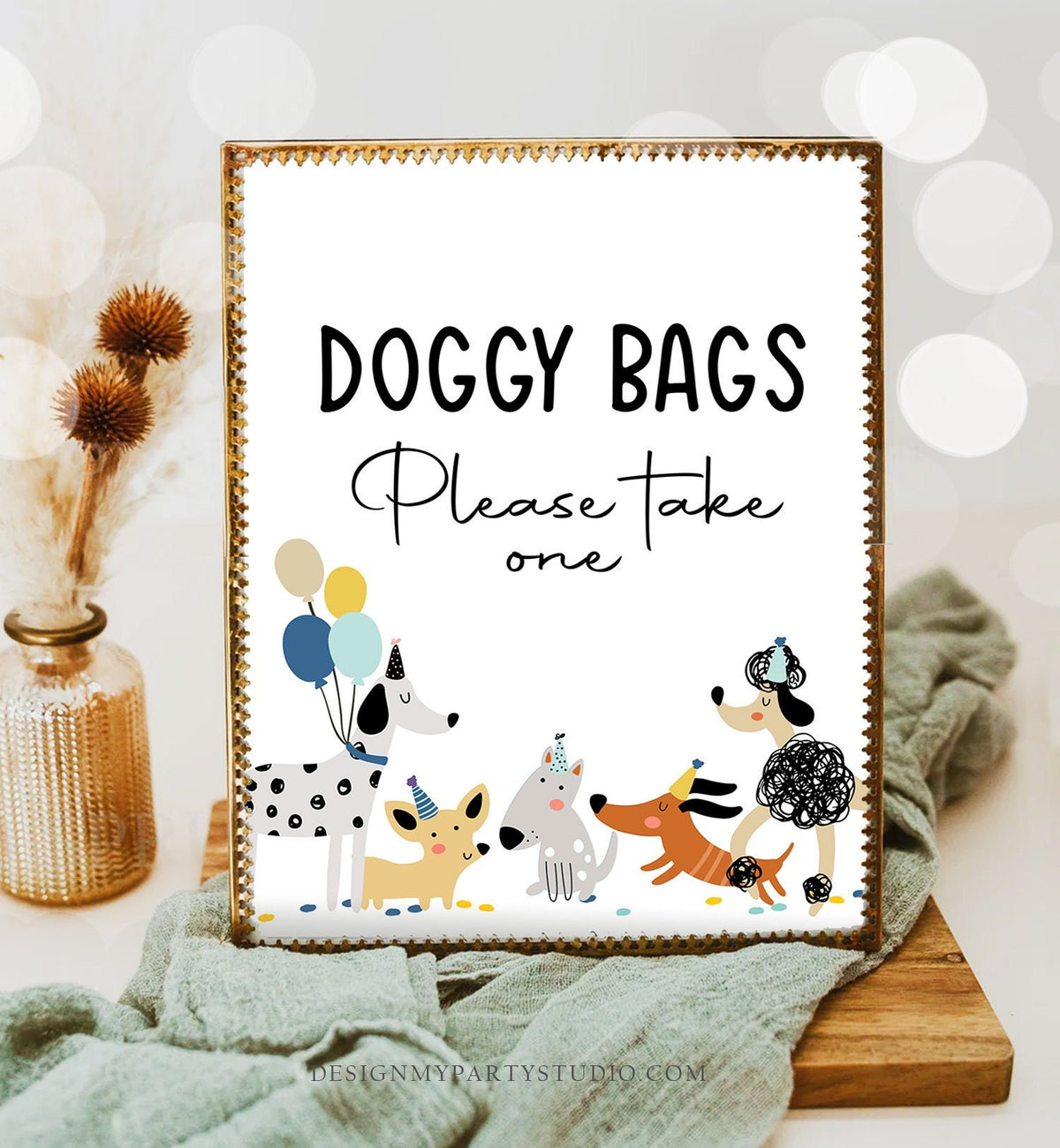 Favors Puppy Birthday Sign Table Decor Dog Birthday Party Blue Boy Puppy Doggy Bags Sign Vet Pawty Decor Table Sign Download Printable 0429