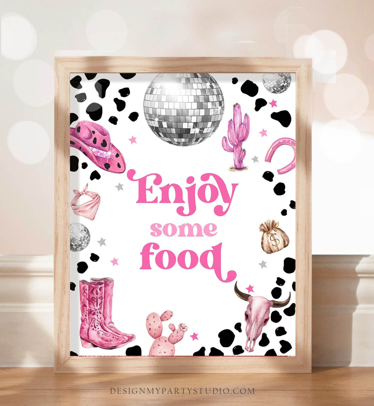 Food Sign Space Cowgirl Birthday Party Sign Disco Cowgirl Sign Pink Rodeo Party Nashville Wild West Country Sweets and Treats Printable 0455