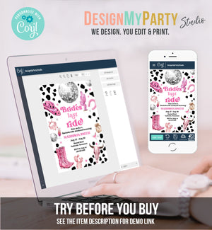 Editable Nashville Bachelorette Weekend Invitation Brides Last Ride Invitation & Itinerary Nash Bash Download Printable Template Corjl 0455