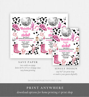 Editable Nashville Bachelorette Weekend Invitation Brides Last Ride Invitation & Itinerary Nash Bash Download Printable Template Corjl 0455