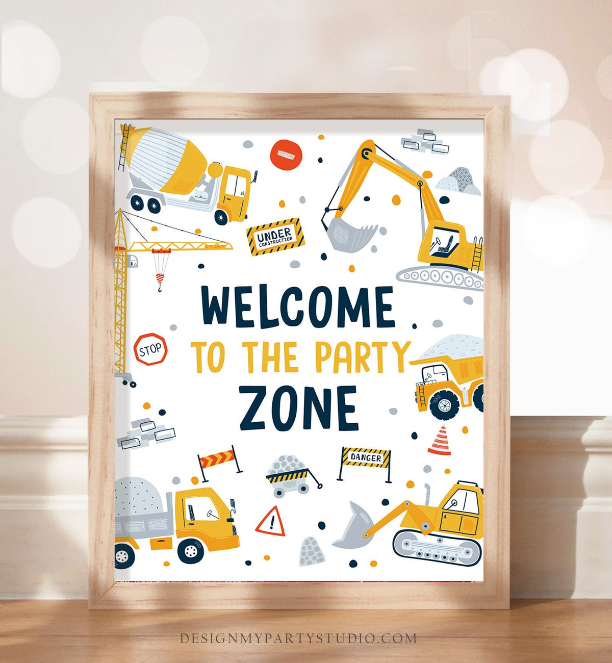 Construction Birthday Welcome Sign Construction Party Decor Dump Truck Digger Party Boy Party Zone Dumper Excavator Download Printable 0458