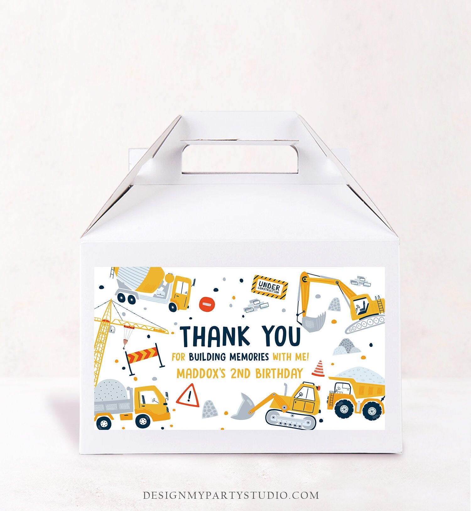 Editable Construction Birthday Party Favor Construction Gable Box Toolbox Favor Box Dump Truck Digger Digital Download Printable 0458