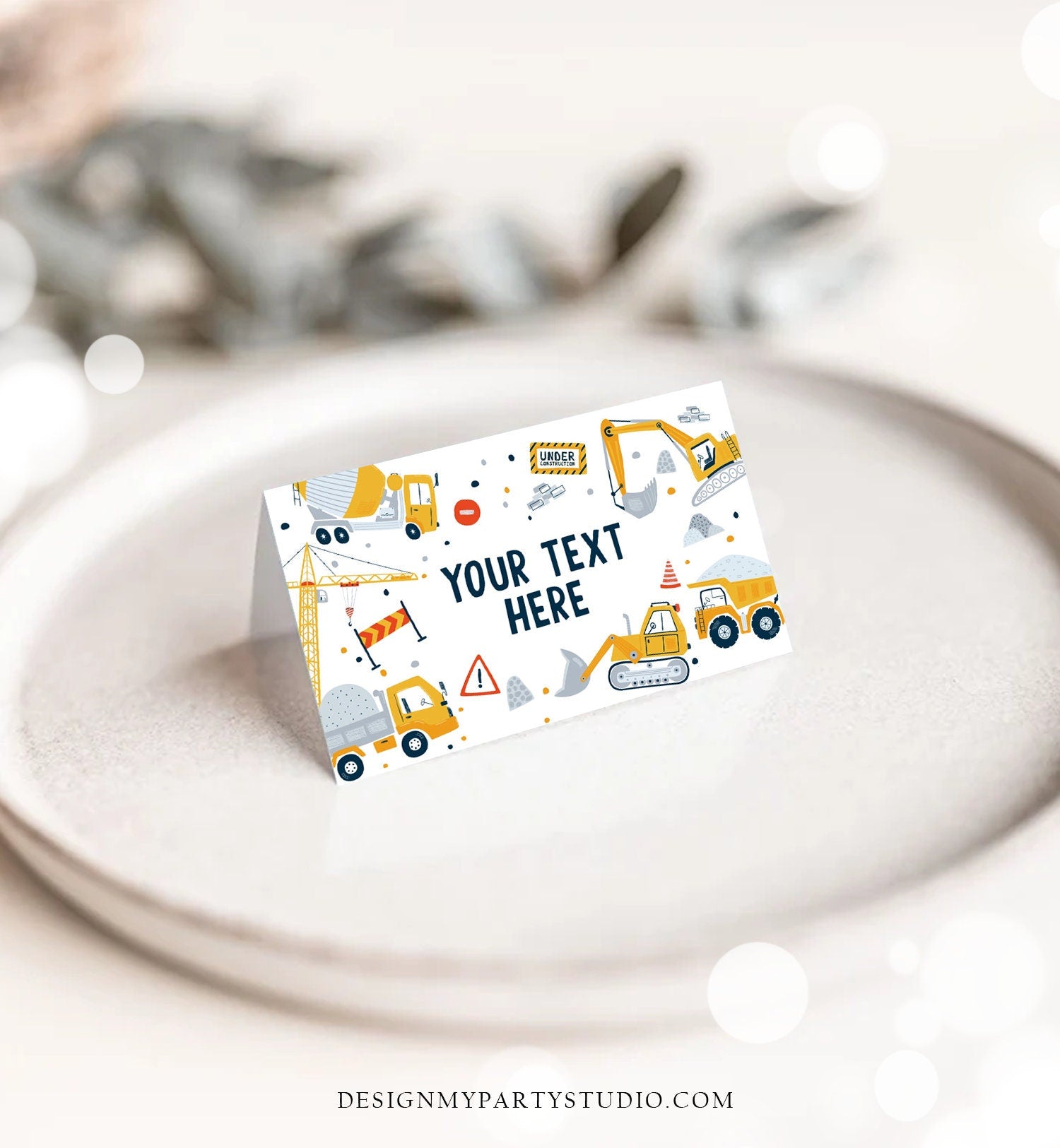 Editable Construction Birthday Food Tent Cards Construction Labels Dump Truck Party Place Cards Boy Digger Printable Template Corjl 0458