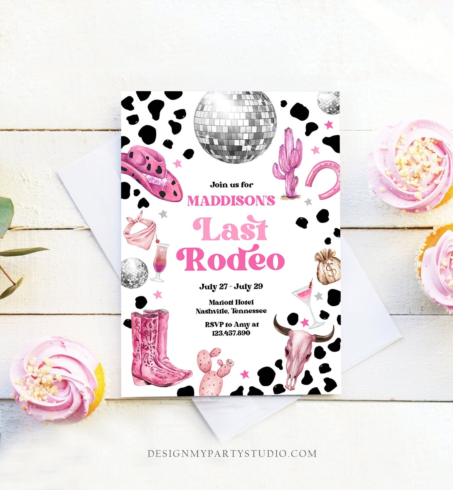 Editable Nashville Bachelorette Weekend Invitation Last Rodeo Invitation & Itinerary Let's Get Nashty Download Printable Template Corjl 0455