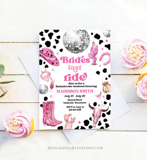 Editable Nashville Bachelorette Weekend Invitation Brides Last Ride Invitation & Itinerary Nash Bash Download Printable Template Corjl 0455