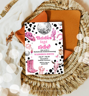 Editable Nashville Bachelorette Weekend Invitation Brides Last Ride Invitation & Itinerary Nash Bash Download Printable Template Corjl 0455