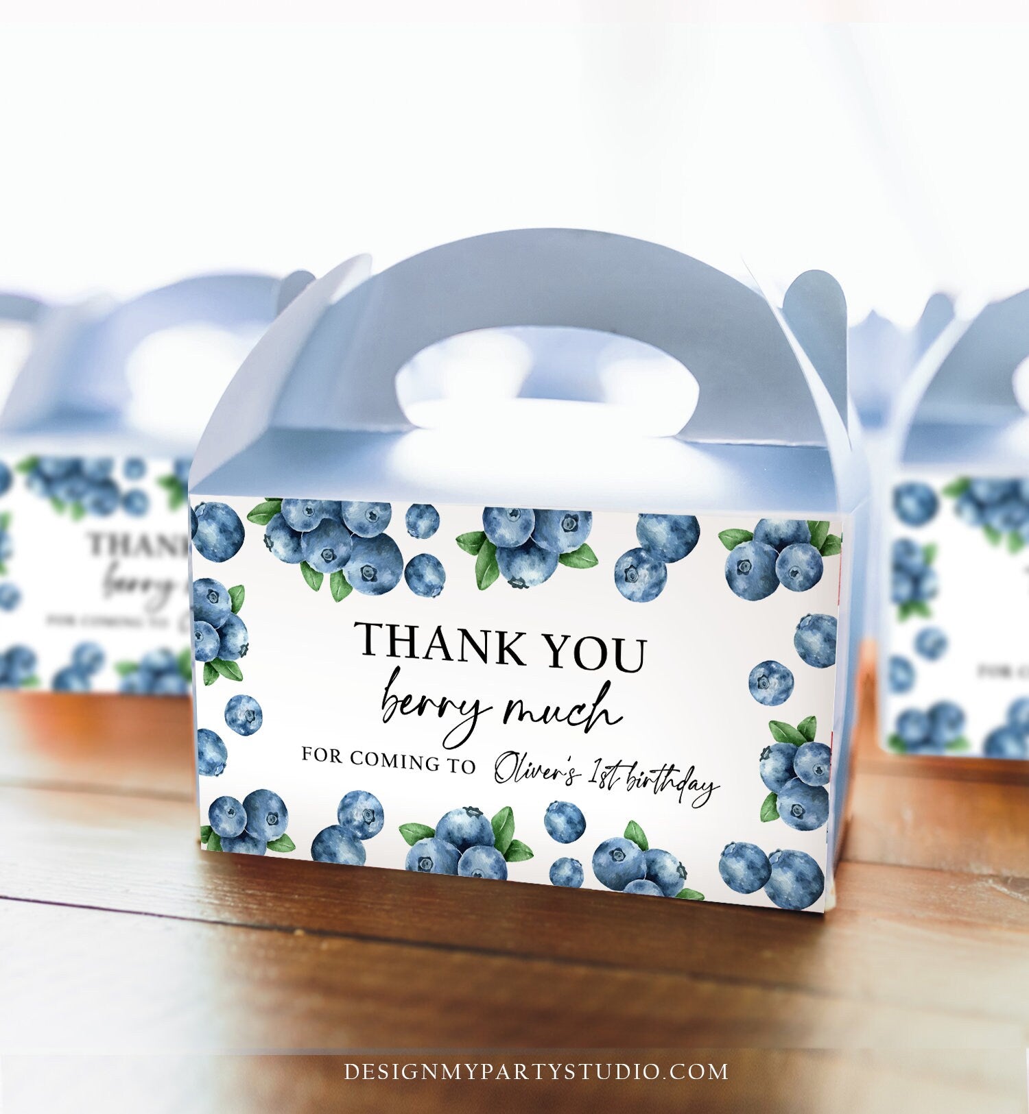 Editable Blueberry Gable Gift Box Label 1st Birthday Berry Favors Treat Box Label Berry Sweet Party Boy Digital Download Printable 0399