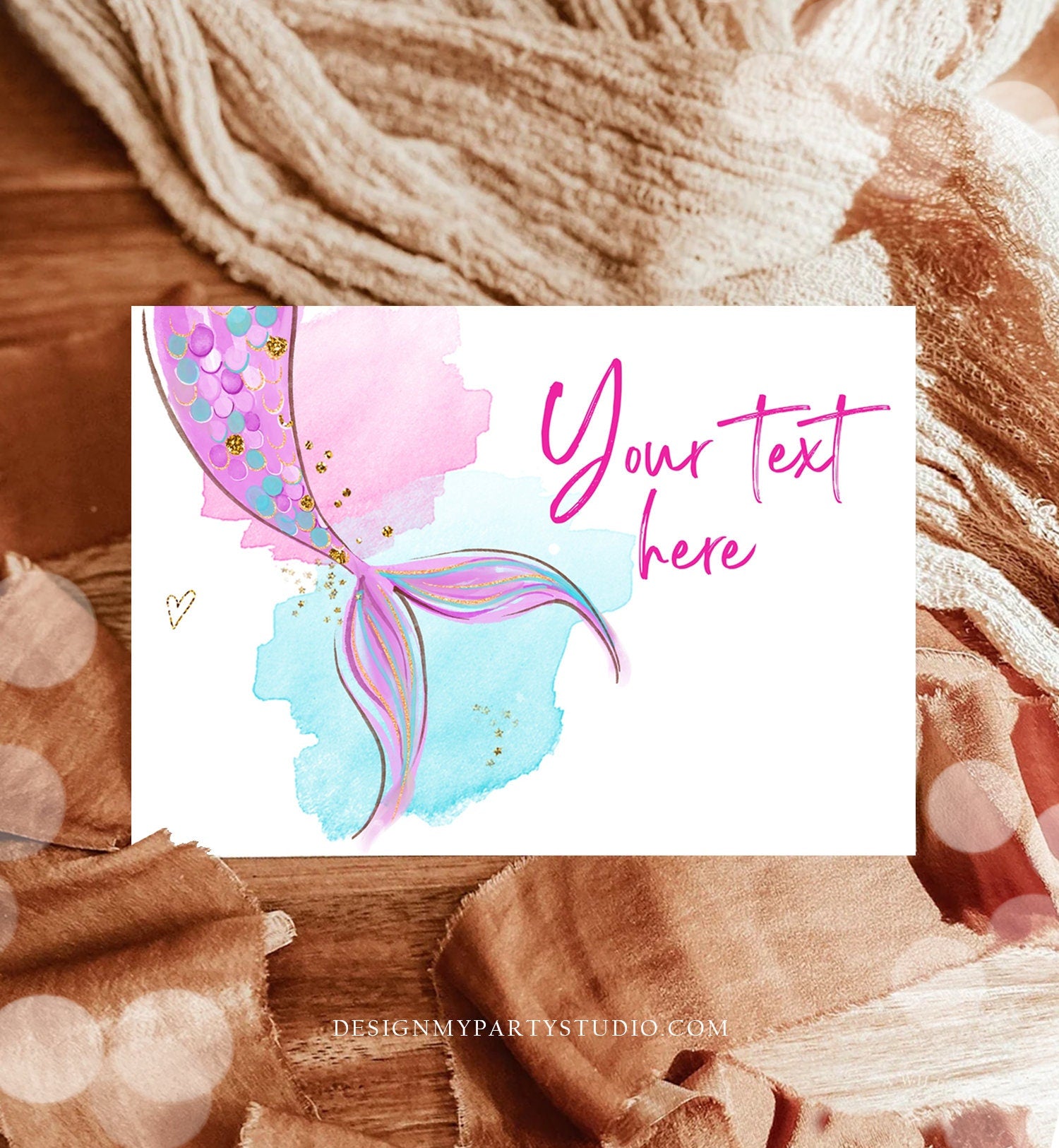 Editable Mermaid Insert Card Mermaid Bring a Book Card Baby Shower Mermaid Birthday Note Card Invitation Book Insert Corjl Template 0403