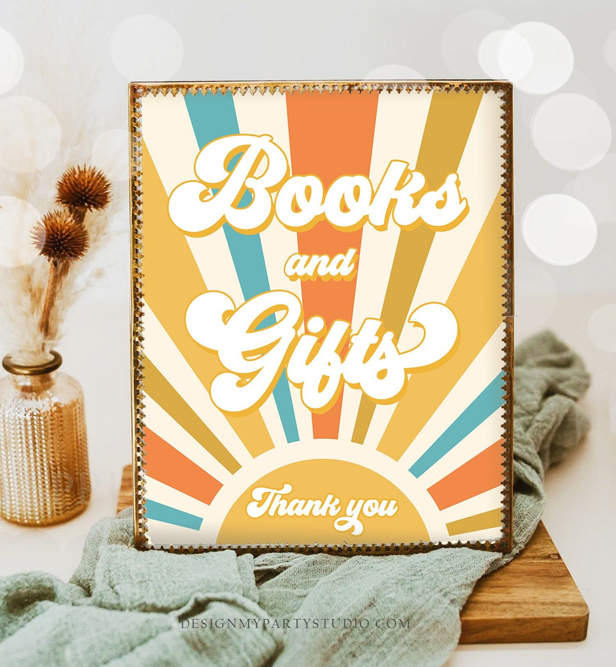 Sunshine Baby Shower Sign Here Comes the Son Shower Groovy Retro Boy Books and Gifts Sign Party Decor Boho Sonshine Download Printable 0457