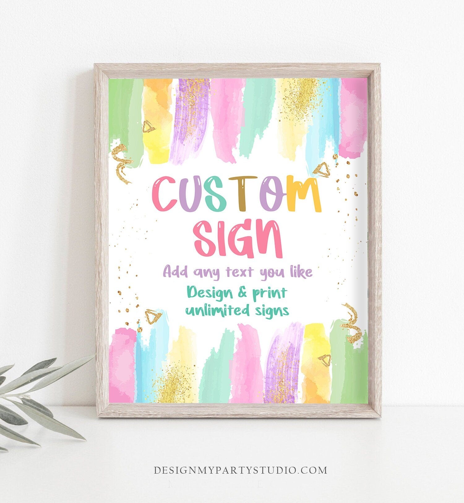 Editable Custom Sign Art Party Sign Craft Party Rainbow Pastel Girl Painting Party Table Decoration Instant Digital Download Printable 0450