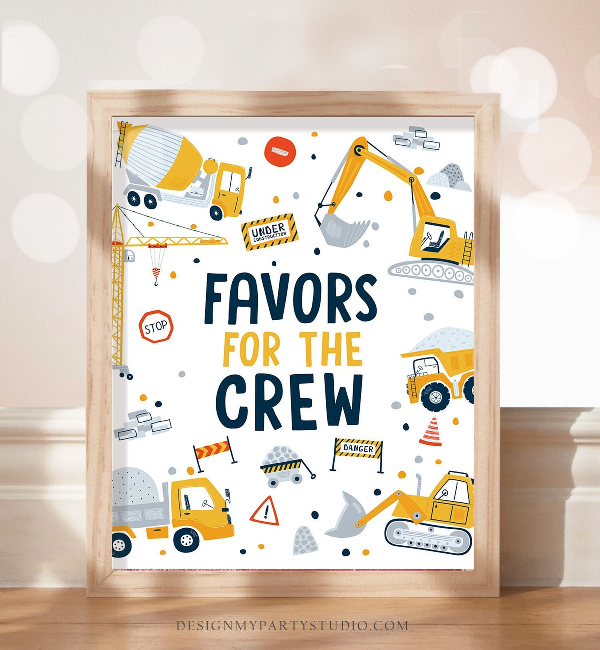 Favors Sign Construction Birthday Sign Favors for the Crew Construction Party Decor Dump Truck Digger Party Table Download Printable 0458