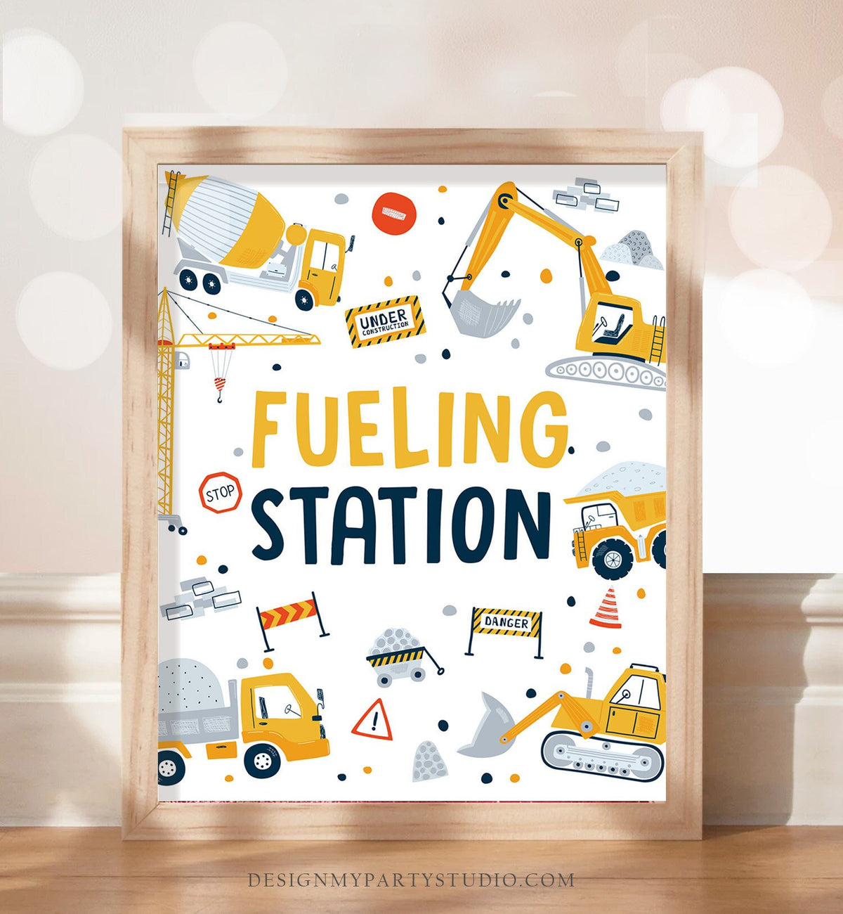 Fueling Station Sign Construction Birthday Sign Drinks Sign Construction Party Decor Dump Truck Digger Party Table Download Printable 0458