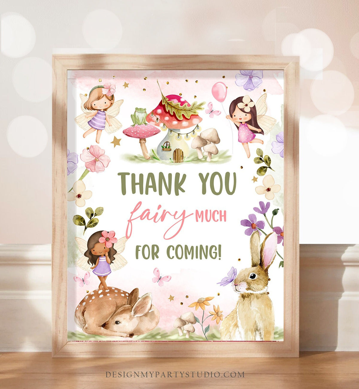 Fairy Birthday Party Sign Thank You Sign Favors Table Decor Magical Fairy Garden Tea Party Girl Table Sign Fairy Decorations Printable 0438