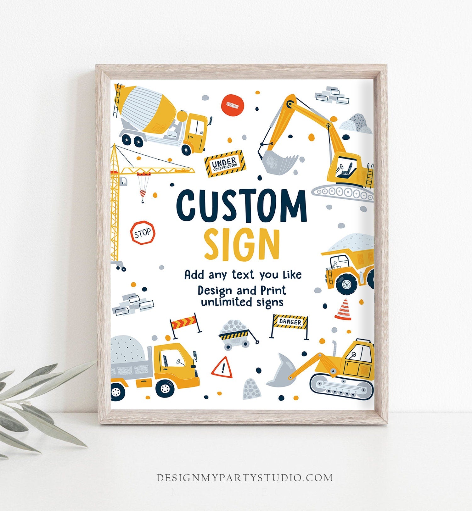 Editable Custom Sign Construction Birthday Party Sign Construction Dump Truck Digger Party Decoration 8x10 Instant Download PRINTABLE 0458