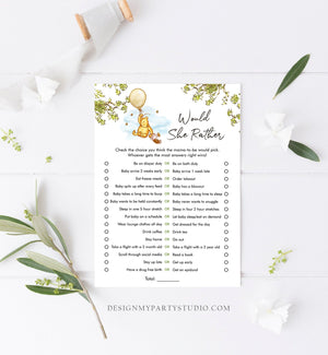 Editable Would She Rather Baby Shower Game Winnie The Pooh Baby Shower Classic Pooh Rustic Gender Neutral Corjl Template Printable 0425