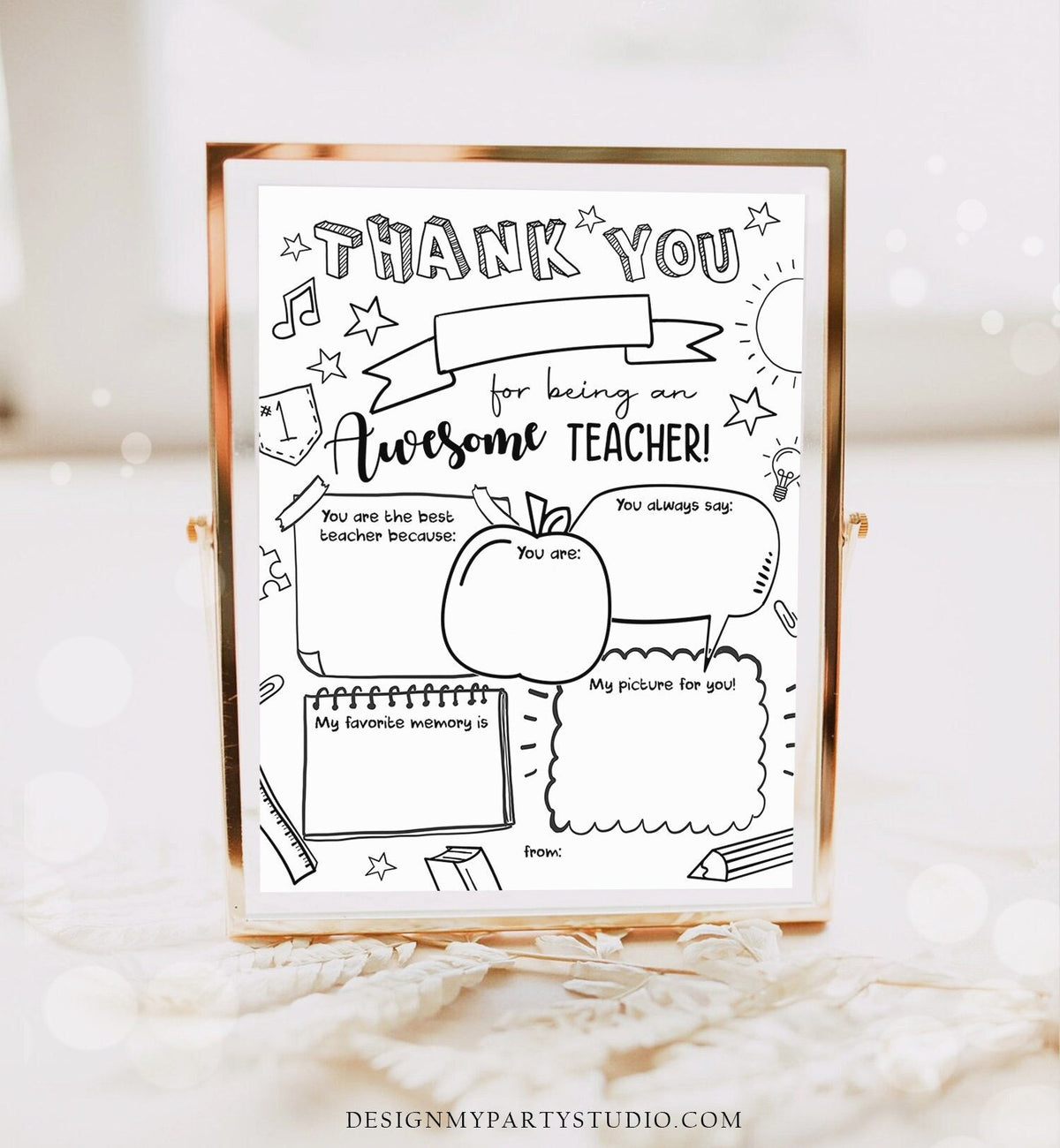 Teacher Appreciation Week Printable Teacher Appreciation Coloring Page Teacher Gift Teach Thank You All About My Teacher PRINTABLE 0464