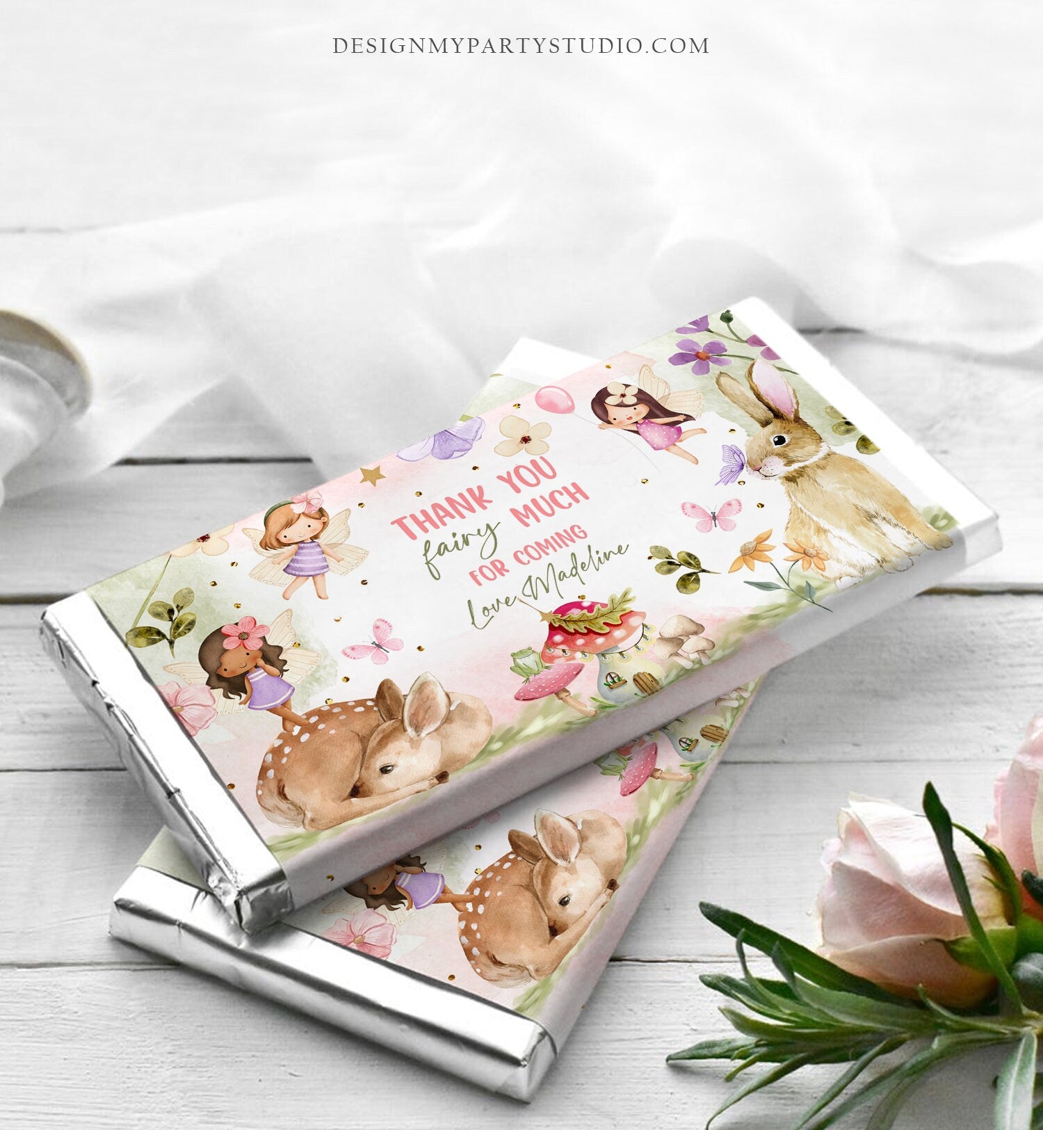 Editable Fairy Candy Bar Wrapper Fairy Chocolate Bar Labels Fairy Birthday Favors Forest Garden Girl Download Corjl Template Printable 0438