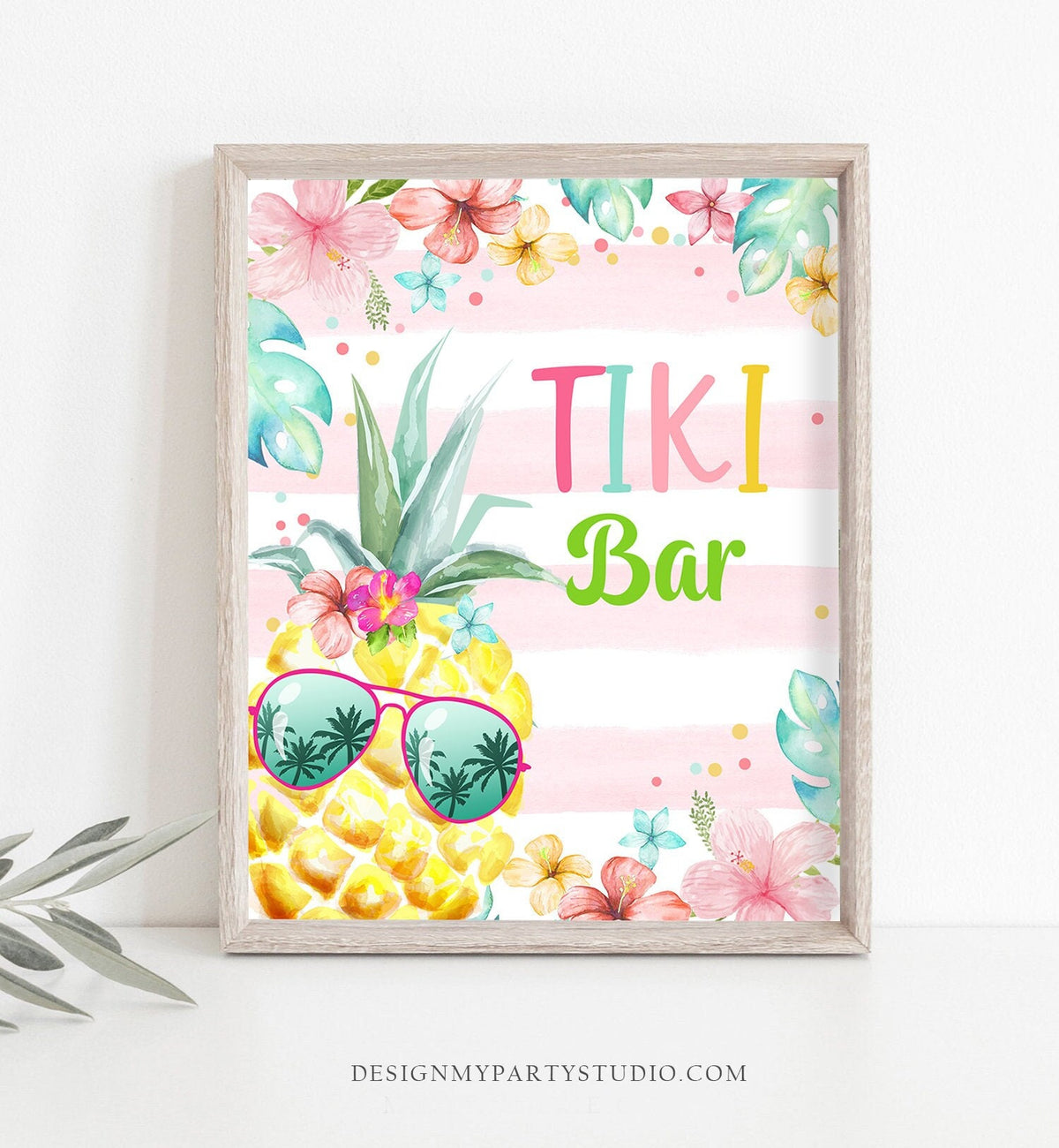 Tiki Bar Sign Pineapple Birthday Sign Luau Party Sign Drinks Table Hawaiian Party Decoration Hawaii Tropical Instant Download Printable 0391