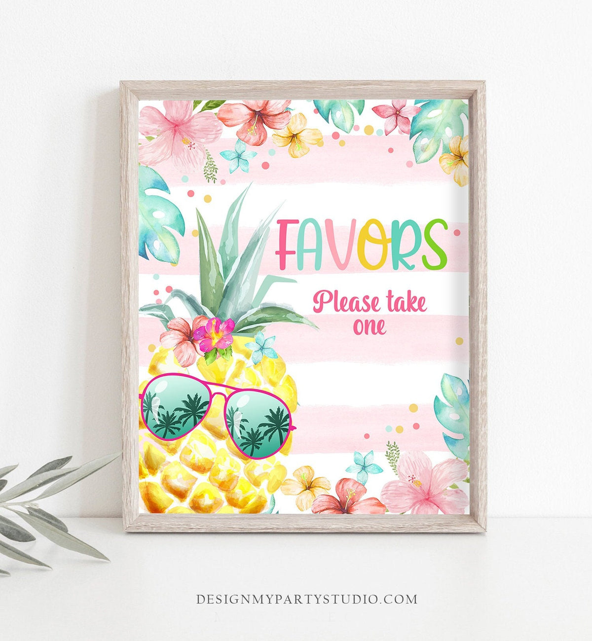 Favors Sign Pineapple Birthday Sign Luau Party Sign Favors Table Hawaiian Party Decoration Girl Hawaii Tropical Pool Download Printable 0391