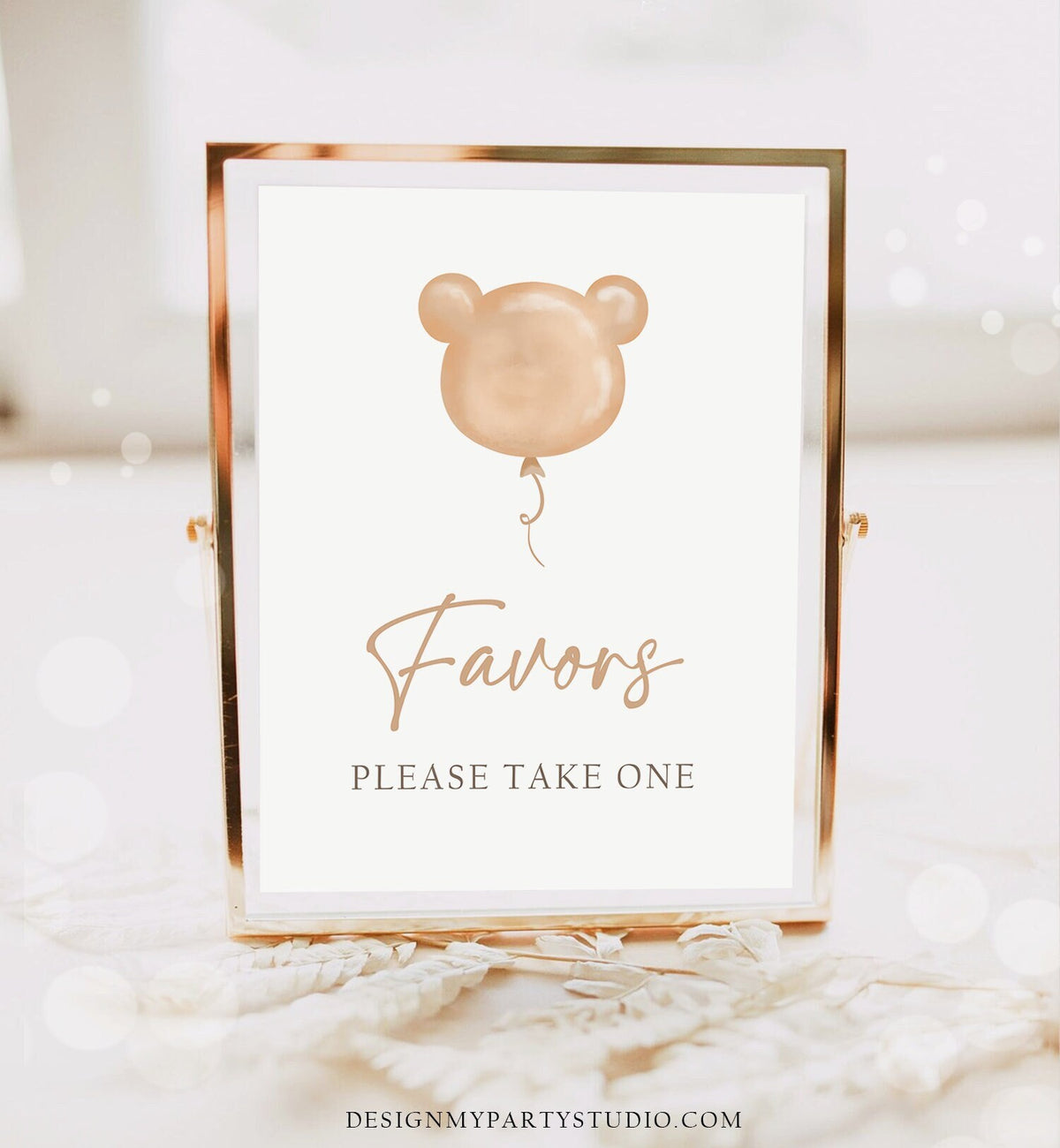 Favors Sign Teddy Bear Birthday Table Decor Bear Baby Shower Bear-y First Gender Neutral Boho Bear Balloon Instant Download Printable 0439