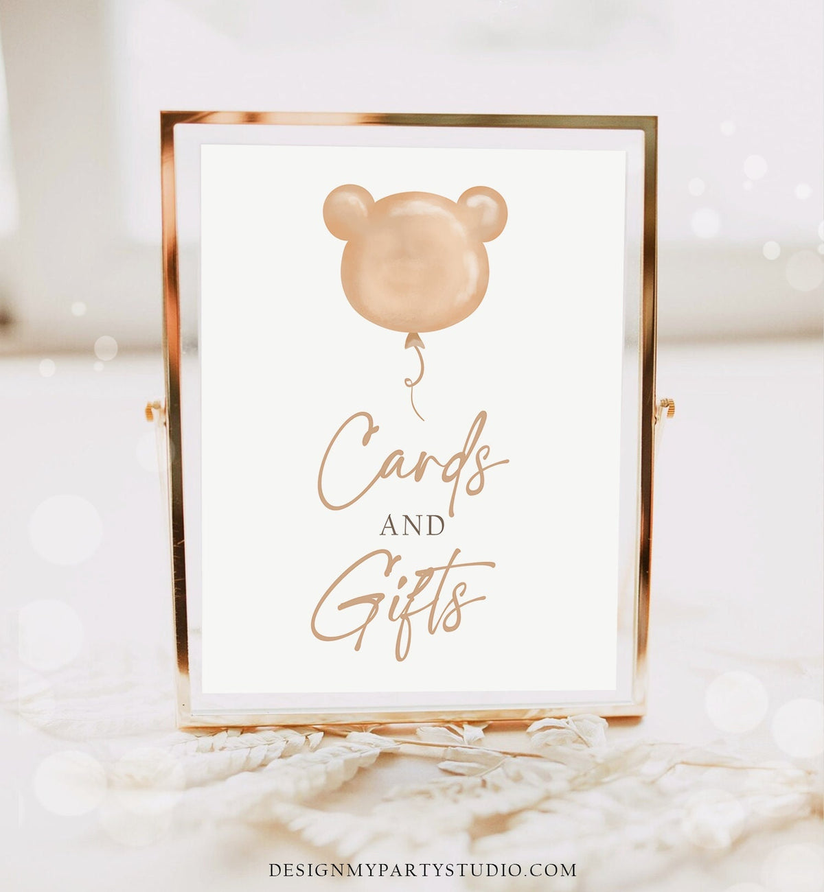 Cards and Gifts Sign Teddy Bear Birthday Table Decor Bear Baby Shower Bearly Wait Gender Neutral Boho Bear Instant Download PRINTABLE 0439