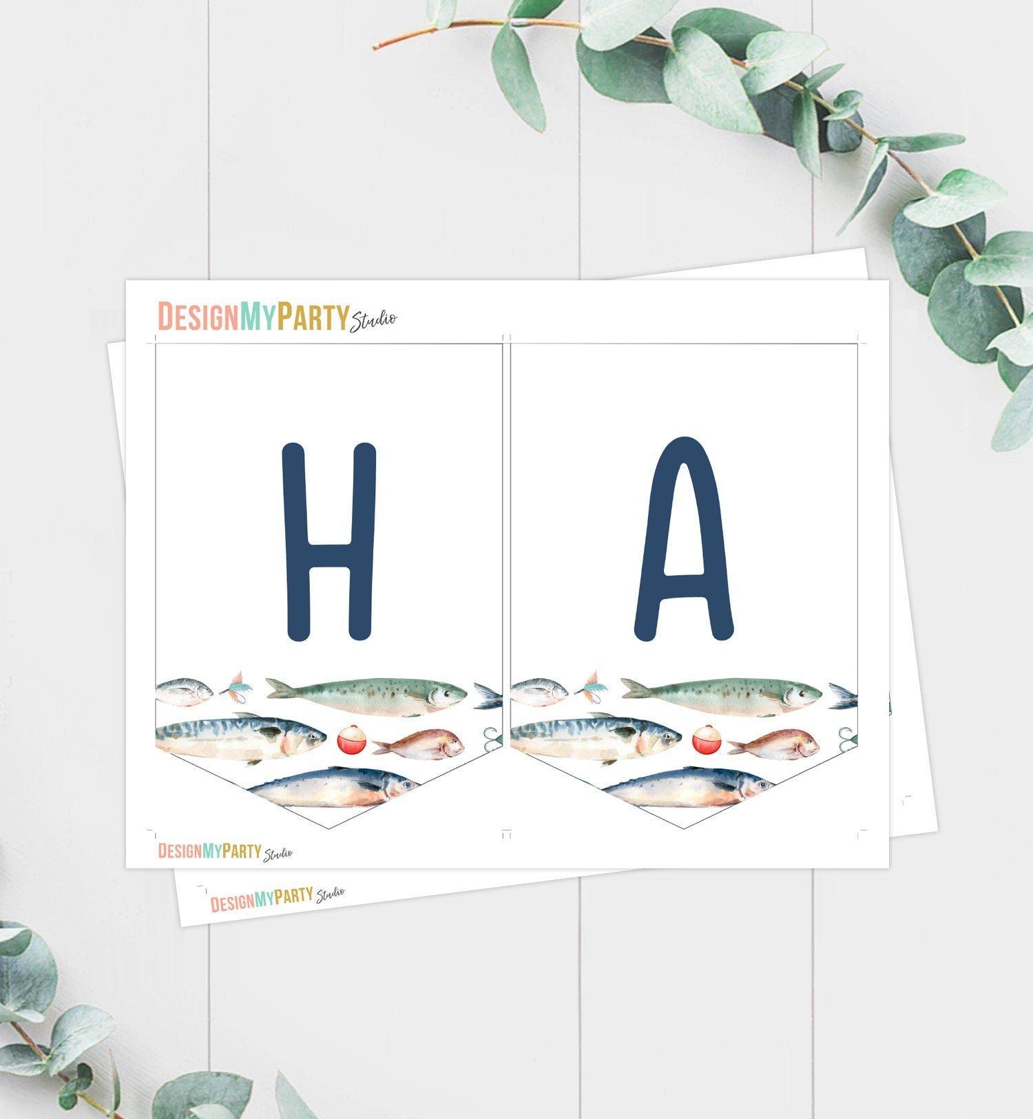 Happy Birthday Banner Fishing Birthday Banner Boy Birthday Decorations Ofishally The Big One Instant download PRINTABLE DIGITAL DIY 0454