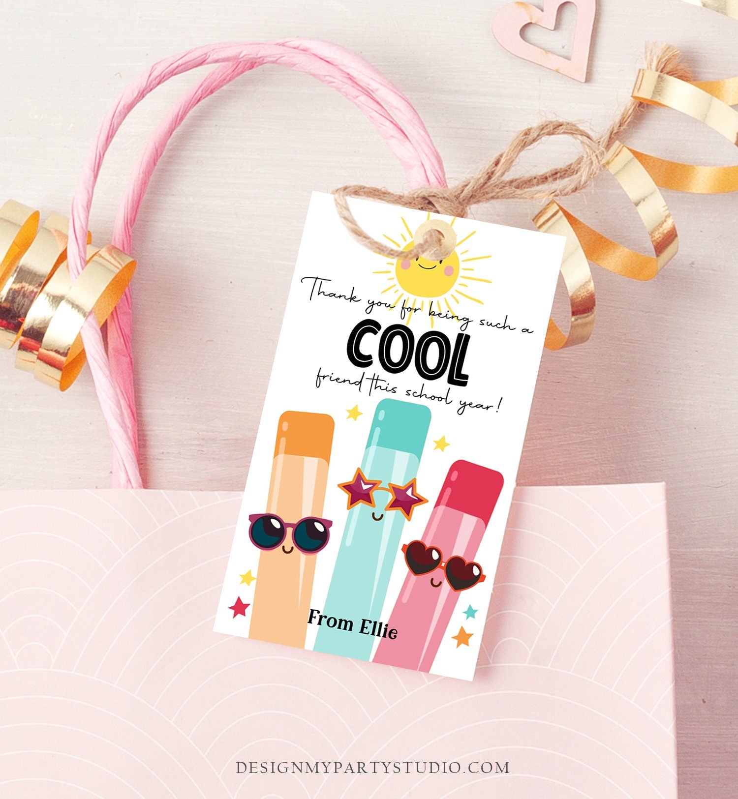 Editable Last Day of School Tag Cool Friend Ice Tag Summer End Of School Year Tag Freeze Cool Treat Summer Corjl Template Printable 0464