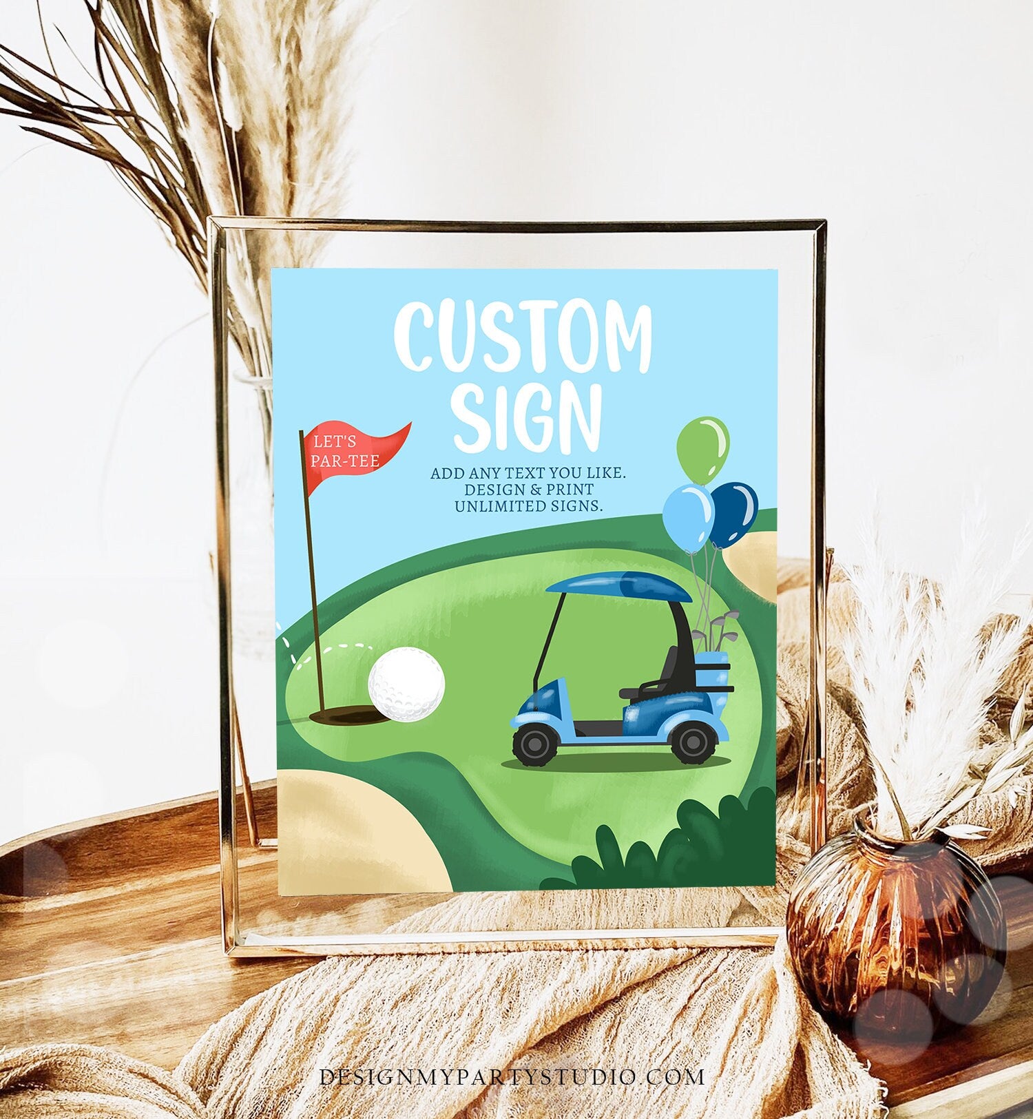 Editable Custom Sign Golf Birthday Party Sign Hole in One Birthday Par-tee Golf Table Sign Decoration 8x10 Instant Download PRINTABLE 0405