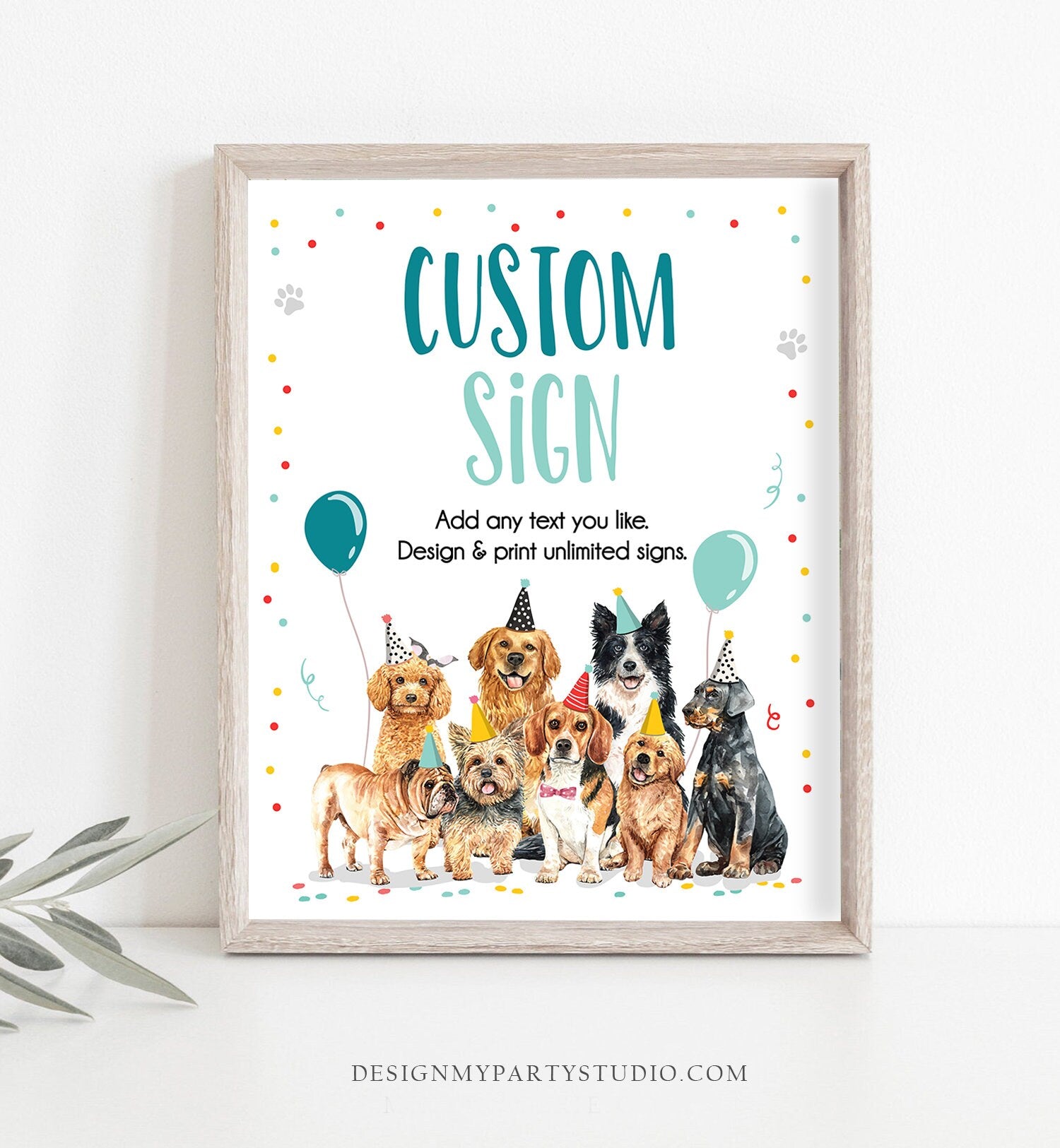 Editable Custom Sign Puppy Birthday Dog Birthday Party Sign Boy Pawty Decor Vet Adopt Table Sign Decoration 8x10 Download Printable 0384