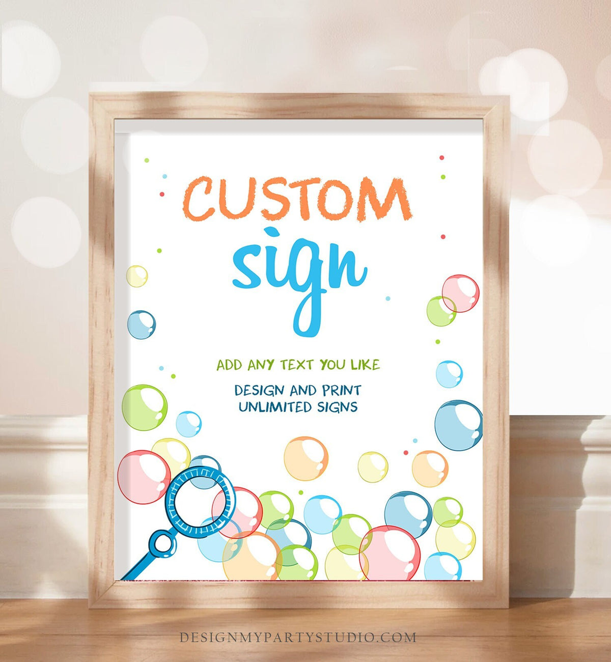 Editable Custom Sign Bubbles Birthday Sign Boy Bubble Birthday Bubble Party Decor Table Sign 8x10 Instant Download Corjl PRINTABLE 0035