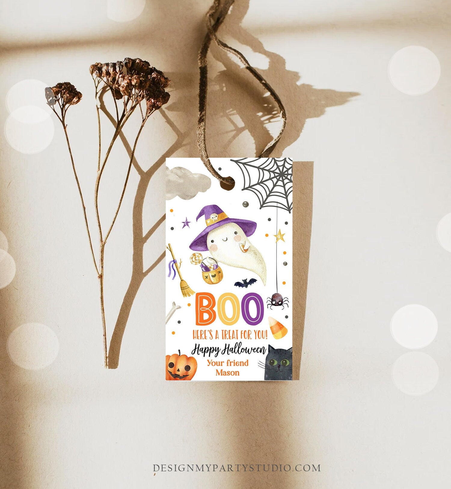 Editable Halloween Favor Tags Boo Gift Tags Costume Party Trick Or Treat Favor Tags Ghost Treat Tag Digital Download Template Printable 0261