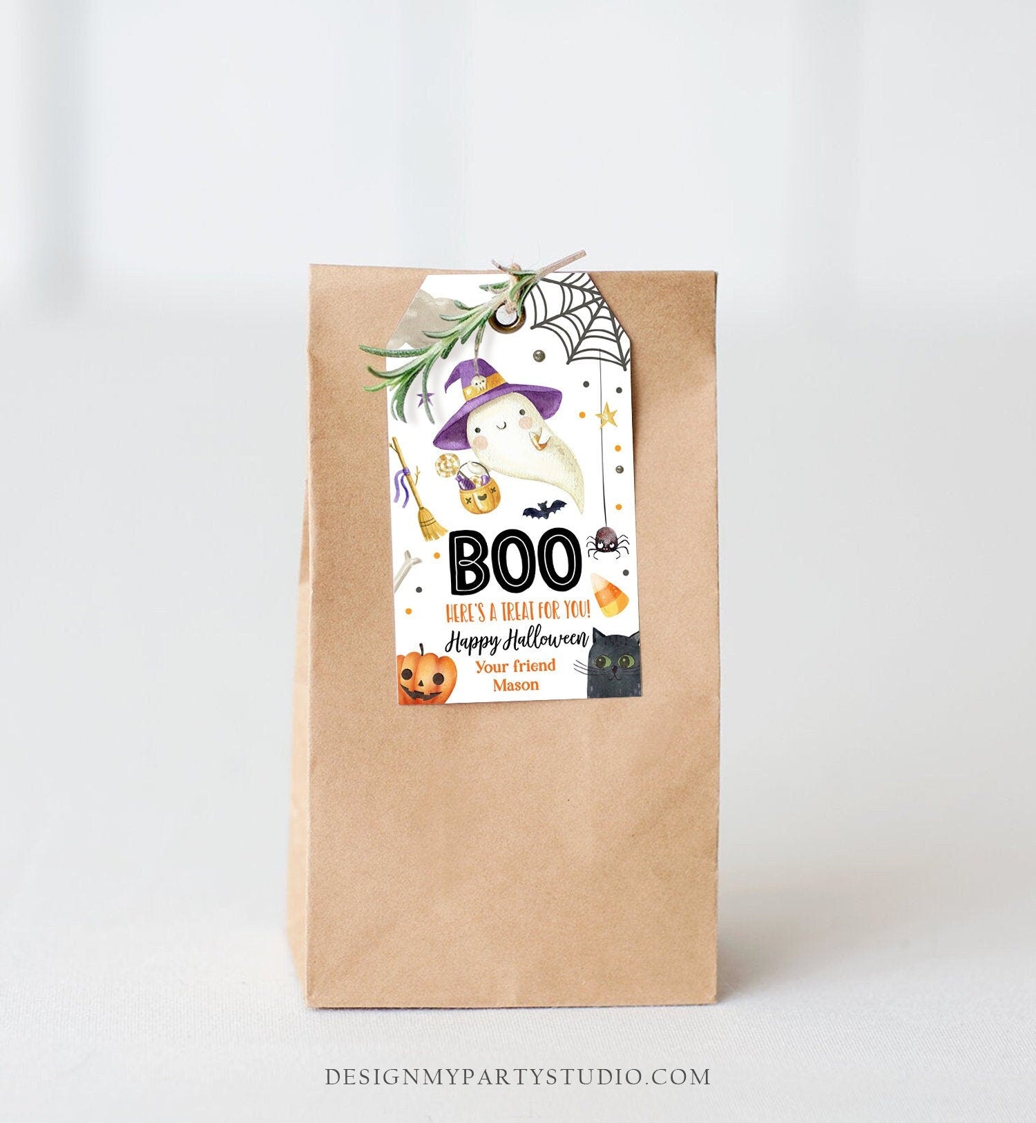 Editable Halloween Favor Tags Boo Gift Tags Costume Party Trick Or Treat Favor Tags Ghost Treat Tag Digital Download Template Printable 0261