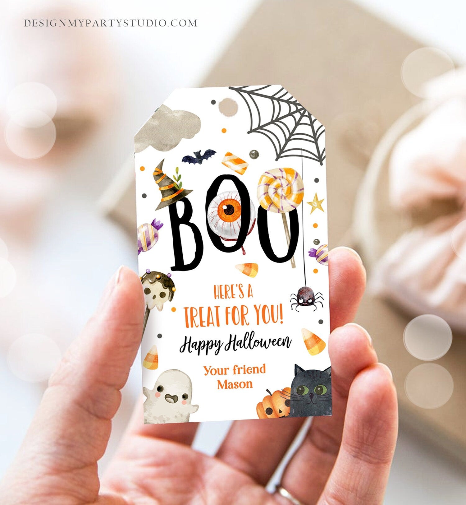 Editable Halloween Favor Tags Boo Gift Tags Costume Party Trick Or Treat Favor Tags Ghost Treat Tag Download Printable Template Corjl 0261