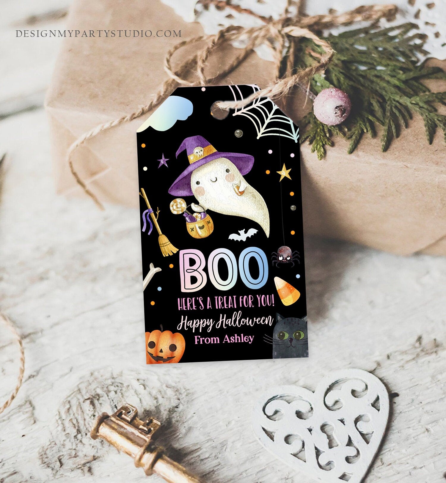 Editable Halloween Favor Tags Boo Gift Tags Costume Party Trick Or Treat Favor Tags Ghost Treat Tag Digital Download Template Printable 0261