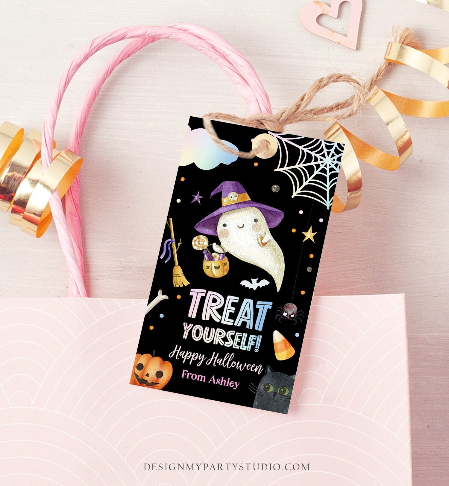 Editable Halloween Favor Tags Ghost Gift Tags Treat Yourself Trick Or Treat Bag Tag Ghost Treat Tag Digital Download Template Printable 0261