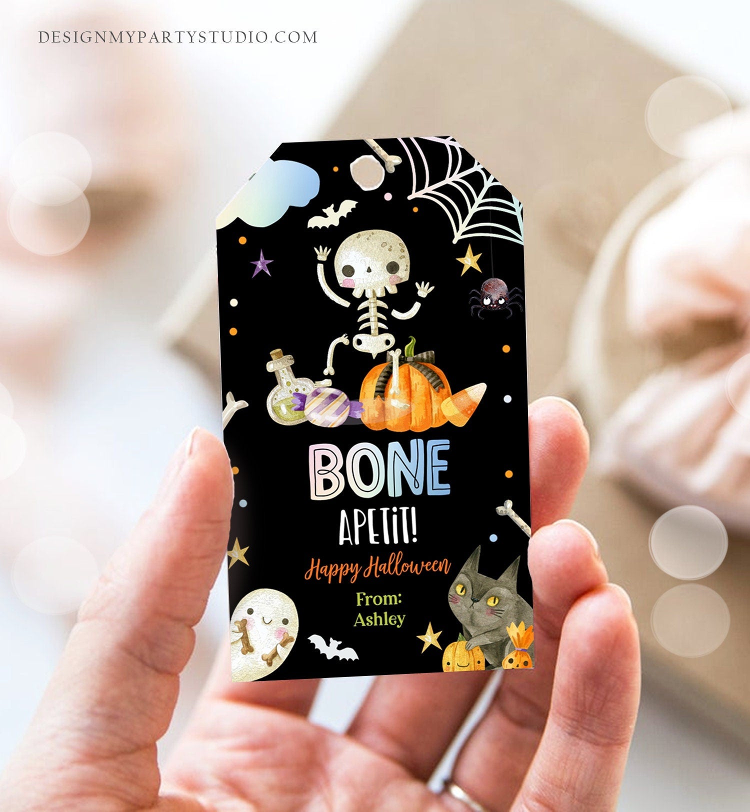 Editable Halloween Gift Tag Skeleton Gift Tags Trick Or Treat Halloween Cookie Tag School Treat Tag Digital Download Template Printable 0261