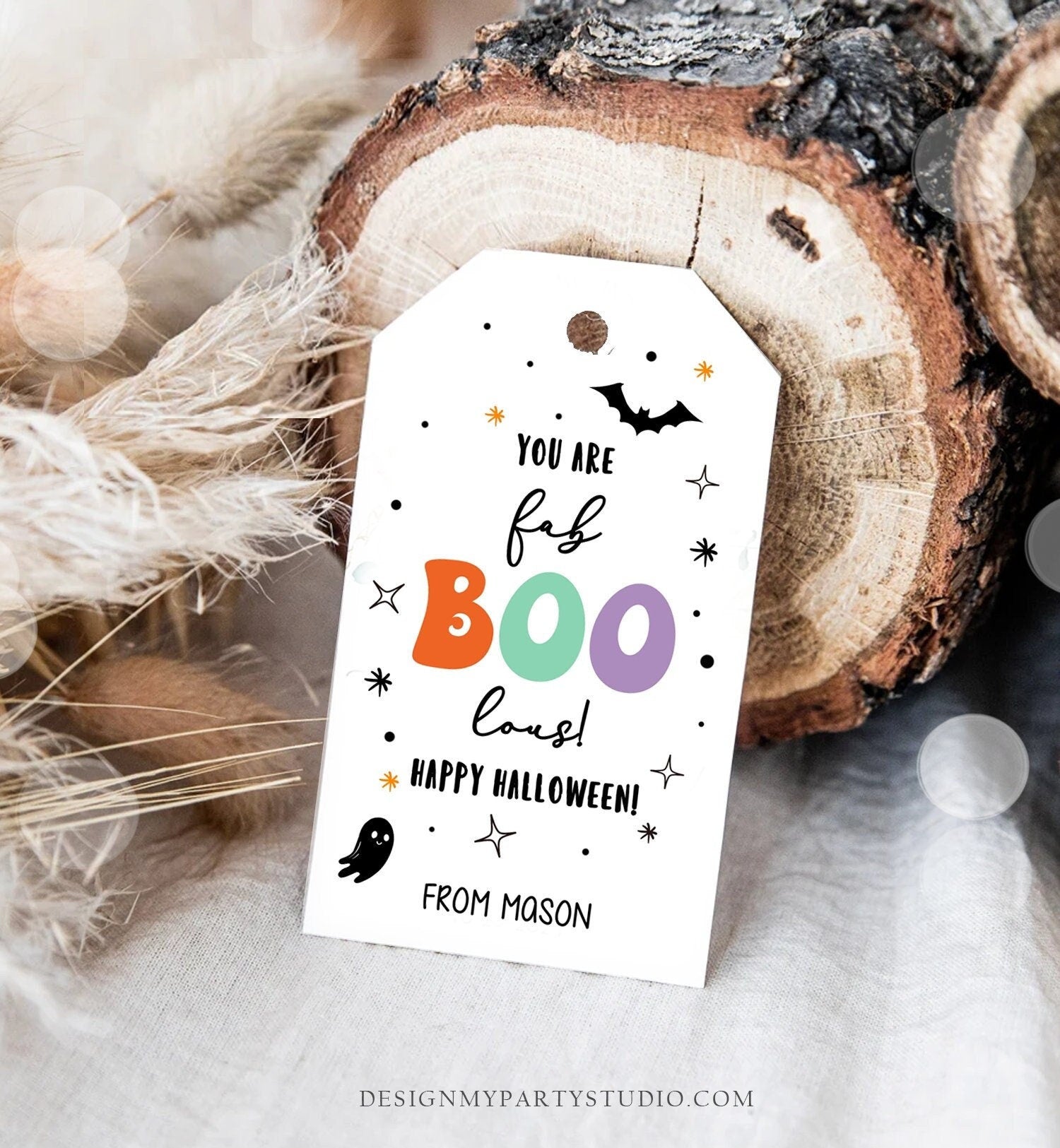 Editable Halloween Favor Tags Ghost Gift Tags fab BOO lous Teacher Appreciation Ghost Treat Tag Digital Download Template Printable 0261