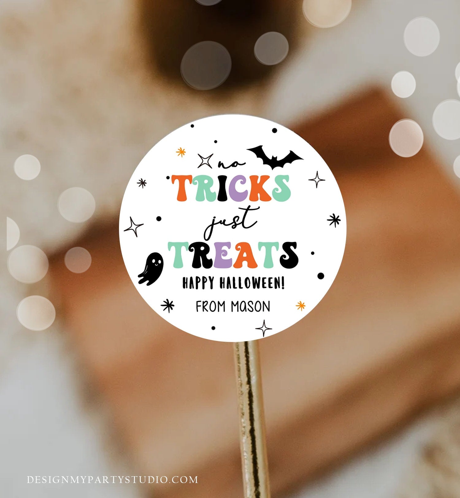 Editable Halloween Gift Tag No Tricks Just Treats Halloween Treat Tag Trick Or Treat Kids Digital Download Template Printable 0261