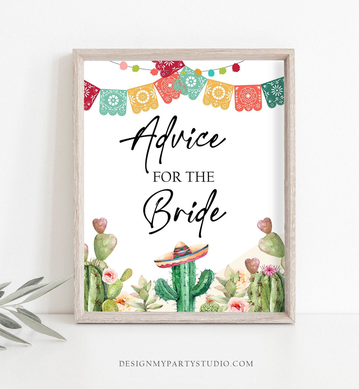 Advice for the Bride Sign Fiesta Cards Cactus Note Best Wishes Succulent Gift Table Baby Shower Decor Mexican 8x10 Download Printable 0404