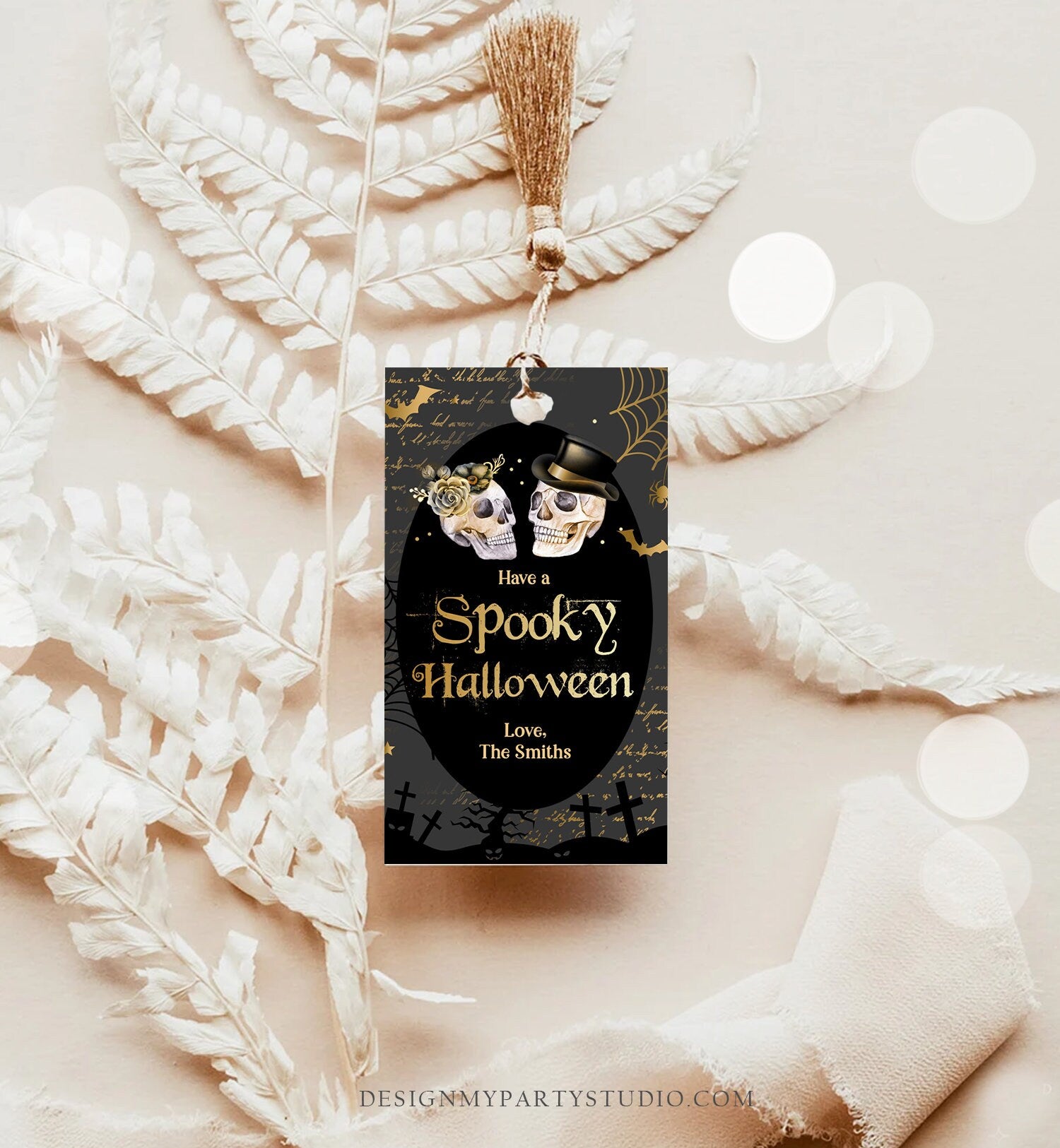 Editable Skeleton Halloween Gift Tags Spooky Halloween Party Favor Tags Skull Treat Tag Digital Download Template Printable 0261 0472 009