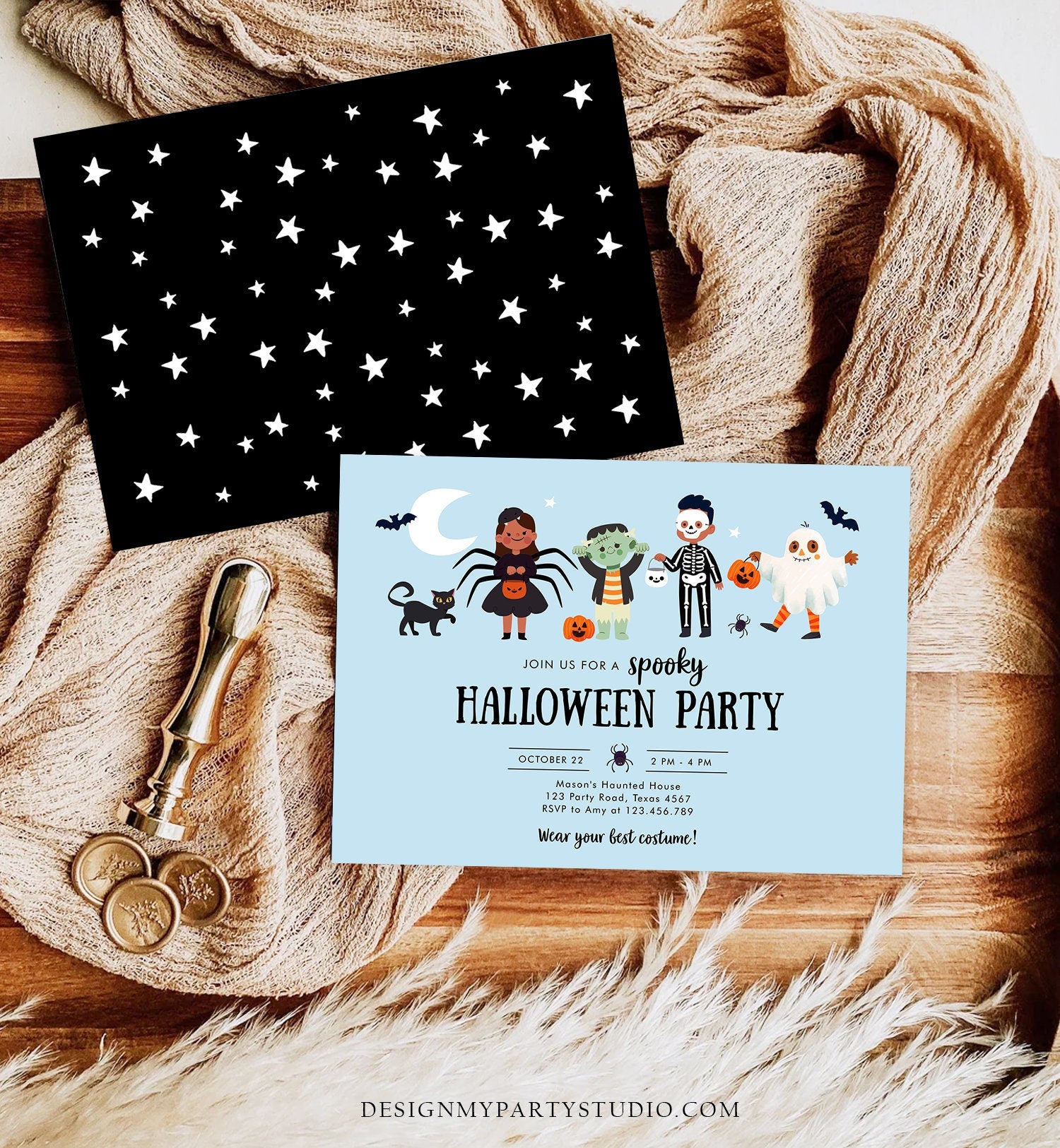 Editable Halloween Party Invitation Halloween Birthday Invitation Kids Costume Party Spooky Celebration Digital Template Corjl 0473 0009