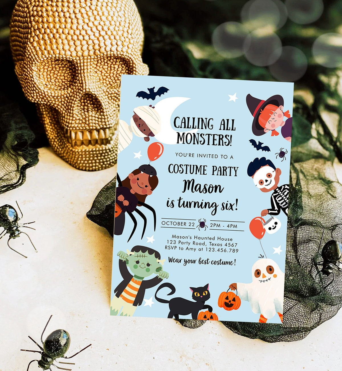 Editable Halloween Party Invitation Halloween Birthday Invitation Kids Costume Party Spooky Celebration Digital Template Corjl 0473 0009